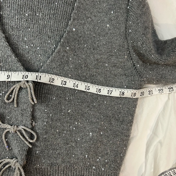 MAEVE ANTHROPOLOGIE Shiny Bow Cardigan Sweater L - Picture 11 of 14